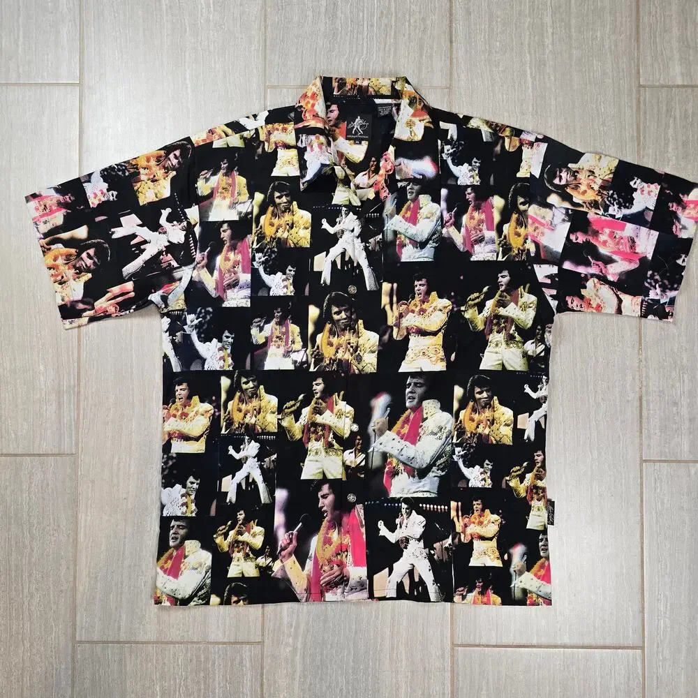Dragonfly Multicolor Large Casual SS Shirt Elvis Presley Polyester XLarge - Picture 2 of 10